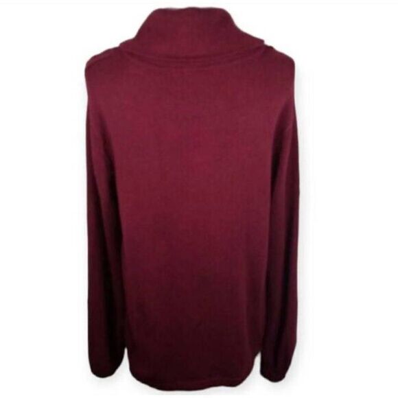 CABLE & GAUGE BURGUNDY COWL-NECK PULLOVER W/POUCH POCKET SZ.M EUC. - Picture 4 of 6